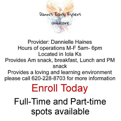 Photo of Danni's Early Rysers Child Care - Iola, KS